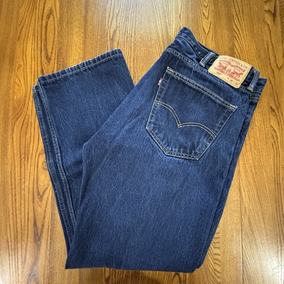 Levi's 505 Blue Regular Fit Straight Leg‎ Denim Jeans Men's Size 38x30 - Picture 1 of 6